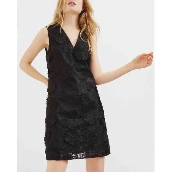 Ted Baker London Soniah 3D Lace A-Line Dress Black [SZ 4 in TB]
